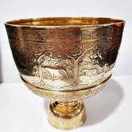 ขันพานทองเหลือง 9 นิ้ว ตอกลายสิบสองราศี ทัพพี Premium & Luxury