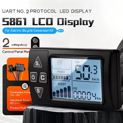 Electric Bike LCD S861 Display Screen 24V-48V 5Pin SM/Waterproof EBike Screen Control Panel Electric