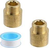 Nicerity 2-Pack Shower Head Extension Arm G1/2 Male to Female Thread Brass Pipe Fitting Coupler for 