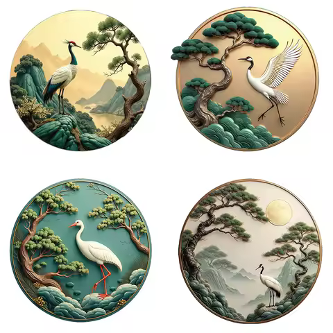 Three Ratels CF85 Elegant Crane Art Animal Stickers for Home Decoration Waterproof self-adhesive car