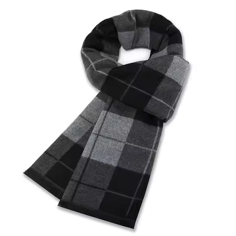 Luxury Scarf Man Winter Warm Wool Scarf For Men Cashmere Silk Scarves Casual Plaid Business Male Lon
