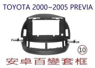 全新 安卓框- TOYOTA 2001年-2005年 豐田 PREVIA - 10吋 安卓面板 百變套框