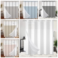 White No Hook Shower Curtain with Snap in Liner Ho Grade Spa Like Bath Curtain Removable Double Laye