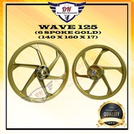 WAVE 125 / WAVE 125 X / WAVE 125 S / WAVE 100 R (DISC) SPORT RIM WITH BUSH AND BEARING 6 SPOKE 140 X 160 X 17 HONDA