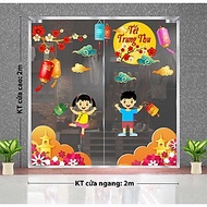 DECAL TRANG TRÍ TẾT TRUNG THU 2023 BÉ TRAI GÁI CHƠI LỒNG ĐÈN ĐÓN TRUNG THU