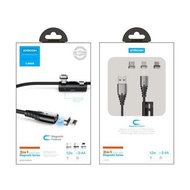 JOYROOM S-M408 Magnetic Series 3in1 3A USB to 8 Pin + USB-C / Type-C + Micro USB Cable, 1.2m (Black)