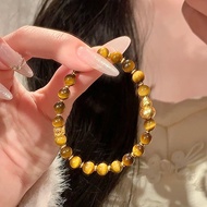 [Small City Home Decoration] Xiaohongshu Brushed Tiger Eye Stone Bracelet 2025 Retro Fulu Retro Gold