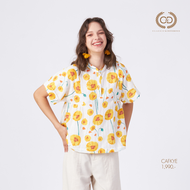 C&D Womans blouse Honey Tsubaki เสื้อผู้หญิง คอตั้ง แขนสั้น สีเหลือง CAFKYE