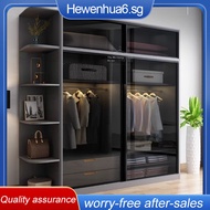 Sliding Door Wardrobe Wardrobe Wardrobe Cabinet Sliding Door Wardrobe Light Luxury Glass Storage And