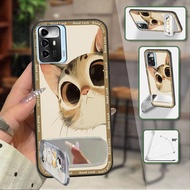 Anti-knock Mirror Phone Case For ZTE Blade A72 5G Plush Cute Kickstand Full wrap Protective Silicone