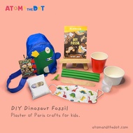 DIY Dinosaur Fossil with Dino Sling Bag, Plaster of Paris Craft for Kids, STEAM Activity | Atom & th