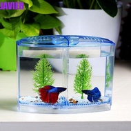 JAVIER Double-grid Betta Isolation Box, Plastic Single/Double Grid Betta Fish Tank, with Water Grass