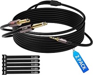 1/4 inch TRS Stereo to Dual 1/4 inch Y-Splitter Insert Audio Cable 10 Feet (2 Pack), 6.35mm Male to 