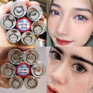 คอนแทคเลนส์ บิ๊กอาย ลายเกล็ดน้ำแข็ง รุ่น Icy-x/Chimmer สีเทา/ตาล Gray/Brown มีค่าสายตา (0.00)-(-10.0