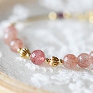 無畏的愛。草莓晶 紫烏牙 14K包金 水晶/天然石 手鍊手鐲