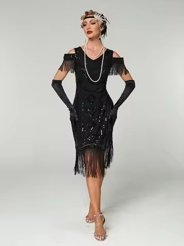 Dresses 1920s,Great Gatsby Dresses for Women Fringe Roaring 20s Costumes with 20s Accessories for Ha