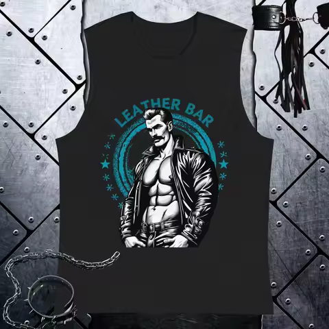 Tom of Finland Style Muscle T Shirt Leather Bar Gay Daddy Pride Sleeveless For Man LGBTQ Vest vintag