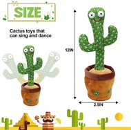 Dancing Cactus Talking Toy 60/120 Singing Song Wriggle Cactus Repeats What You Say Soft Plush Electr