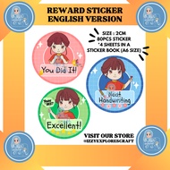 ENGLISH Reward Sticker | Teacher Reward Sticker for Student | Cute Reward Sticker Book | (BSVES3-B)