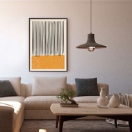 點線 • 橘色塊 - 橘色流線幾何掛畫/廚房佈置/客廳擺飾/邊櫃掛畫