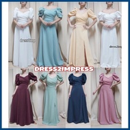 ☜ ¤ ✉ Miles no slit dress white  old rose navy green long dress filipiniana pang abay evening gown