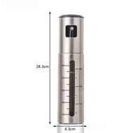 1pc 100mL Glass+Stainless Steel Spray Bottle with Scale Vinegar Soy Sauce Oil Barbecue Salad Air Fry