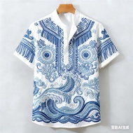 Men's Barong POLO Shirt for men Clothing Ethnic Style Vintage shirt ASEAN Clothing Tops Ethnic Shirt