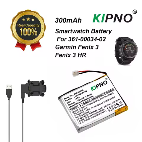 KIPNO Smartwatch 400mAh Battery for Garmin 361-00034-02 Fenix 3 Fenix 3 HR