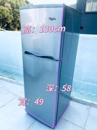 雪櫃 (雙門惠而浦)WF175/8 細細個 (可左/右門鉸)139CM高 二手電器 清倉大減價 最新款 香港二手 洗衣機 二手雪櫃 搬屋 包送貨安裝
