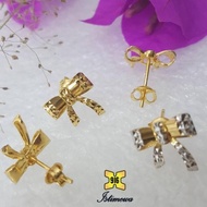 ISTIMEWA 916 Gold Stud Earring Subang Ribbon Emas 916