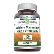 Amazing Formulas Calcium Magnesium Zinc D3 - 300 Tablets Per Bottle Supplement (Calcium 1000mg - Mag