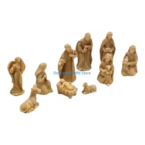 Set of 10 Nativity Figurines Religious Baby Holy Family Christmas Nativity Scene 68TC