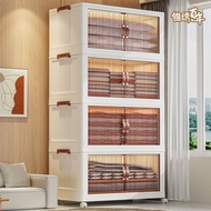 Installation-Free Storage Cabinet Folding Household Living Room Open Door Style Wardrobe Clothes Quilt Snack Box