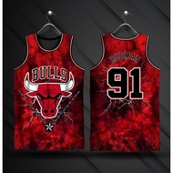 Men Bulls Rodman 91 Basketball Jersey 3D Print Sleeveless Sports Tank Top