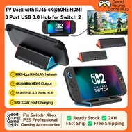 Switch 2 TV Dock with RJ45 4K@120Hz USB 3.0 Hub Nintendo Switch 2  PD 100W Fast Charging Stand with 