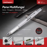 Taffware Pena Multifungsi Stylus Penggaris Level Obeng