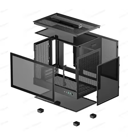CH160 Mini ITX PC Case with Mesh Side Panel, Handle Support, Long GPU & ATX PSU, Type C Port