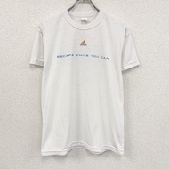 90 年代古著adidas短袖印花 T 卹，Descente 時期，白色，S 碼。