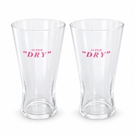 [Set Of 2 Pairs + Genuine Box] Asahi Super Dry Beer Glass Pink Logo Waist-Cut Shape Authentic Japane