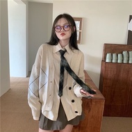 DIAMOND SQUARE CARDI KOREAN CARDIGAN SWEATHER KOREAN SWEATER WOMEN PREMIUM KNIT MATERIAL