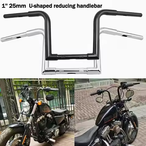 25mm Universal 1 Inch U-shaped Reducing Handlebar for Harley Honda Yamaha Kawasaki Chopper Bobber Mo