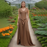 GZM4 Premium 2026 Autumn Elegant A-line Slimming Solid Color Sleeveless Dress