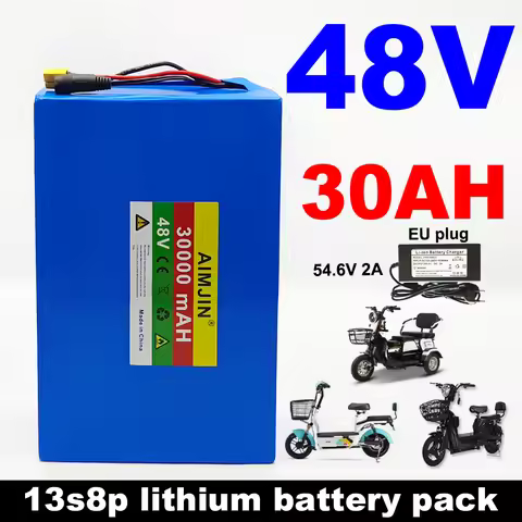 48V 30Ah 30000mAh 18650 13S8P lithium battery pack large capacity suitable for 48V 250-1500W built-i