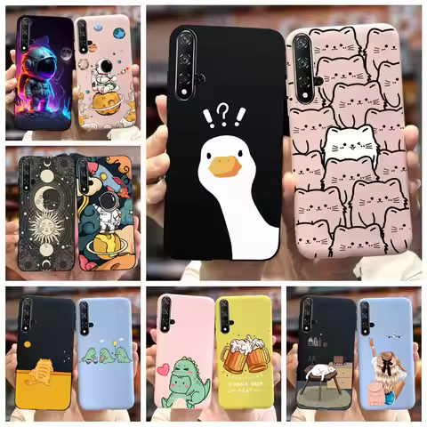 For Huawei Nova 5T Case Honor 20 YAL-L21 Fashion Cartoon Cover Soft Silicone Phone Case For Huawei N