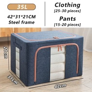 Flash sale-local35L/80L/110L Large Capacity Foldable Cotton Linen Storage Box Steel Frame Storage Ex