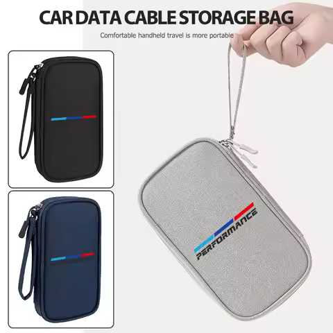 Universal Car Travel Portable Data Cable Storage Bag Accessories For BMW Performance E91 X5 E70 F11 