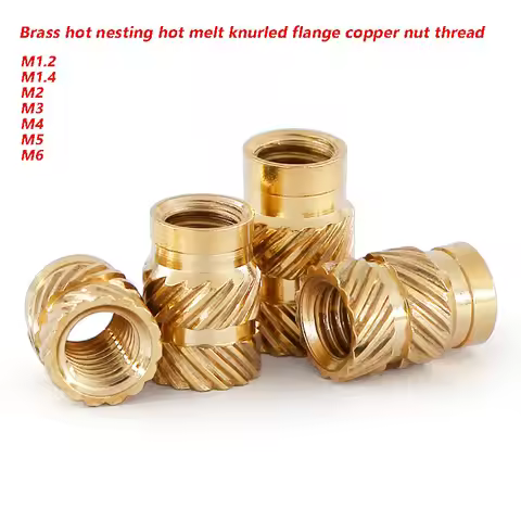 M1.2 M1.4 M2 M3 M4-M6 Blind Hole Brass Insert Nut Hot Melt Hot Roll Insert Copper Insert Nut 3d Prin