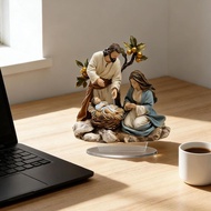 [lzdjlmy2ua] 2D Nativity Scene to Use As A Table Decoration for A Living Room Shelf