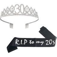 Joyiou 30th Birthday Sash and Tiara Set, Funny 30th Birthday Gift for Women, RIP to My 20s Sash, 30 