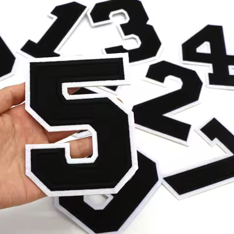 1Pc Big Black Embroidered Patches Iron On 0-9 Number Patch For Clothes Applique Digital For Jacket H